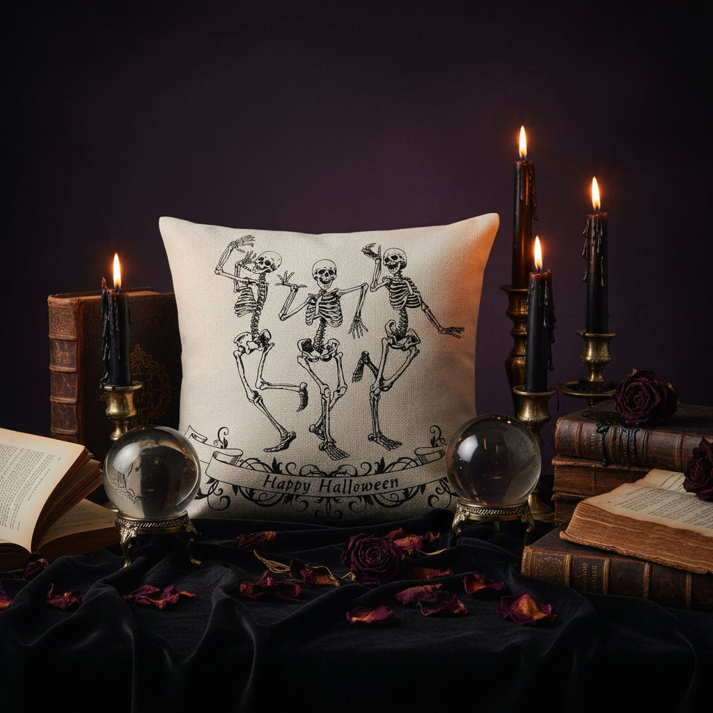 Halloween Skull and Pumpkin Pillow Cover for Sofa Sorceress Sanctuary