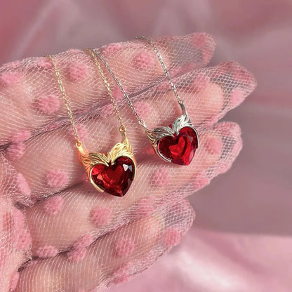 Scarlet Witch Heart Zircon Necklace in Stainless Steel