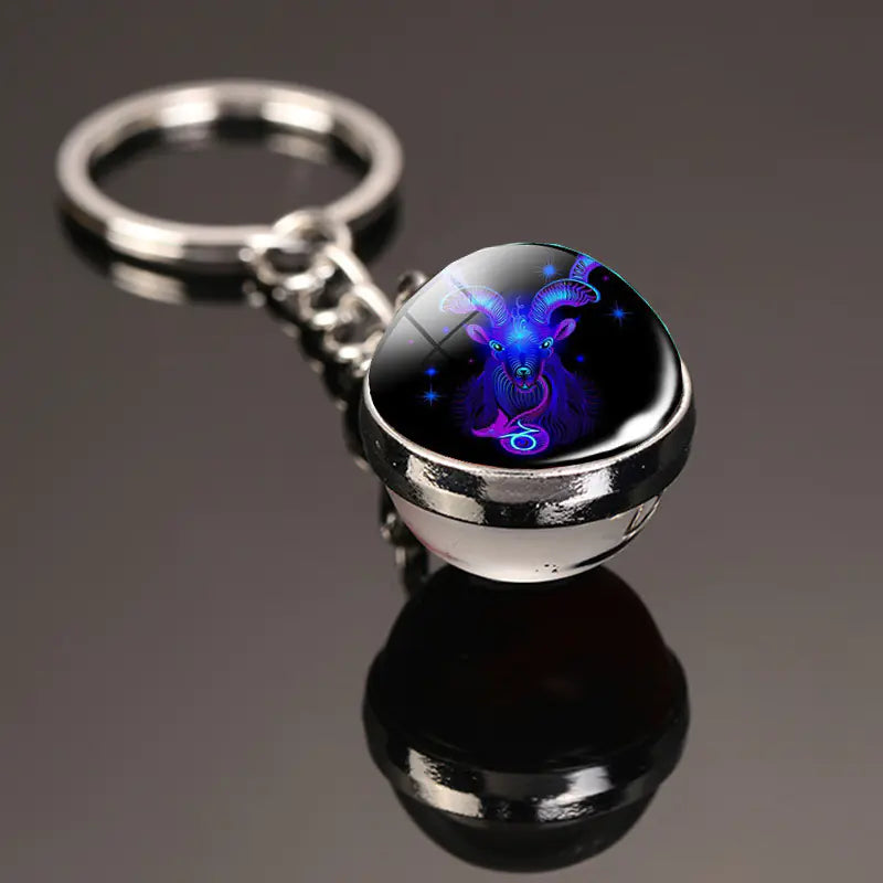 Zodiac Keychain | Time Gem Double-Sided Glass Ball Sorceress Sanctuary