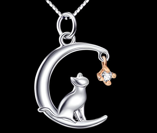 Moon Cat Pendant Necklace