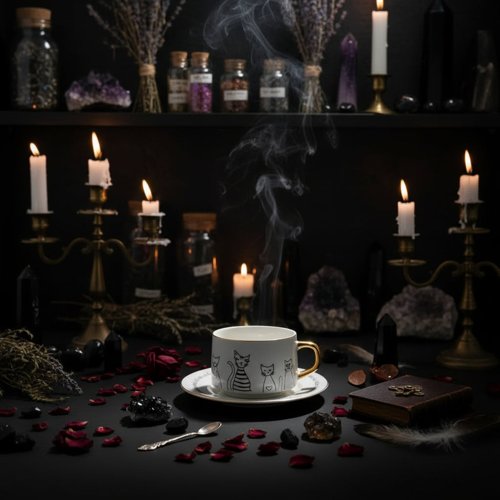 Nordic Style Black and White Cat Coffee Cup Set Sorceress Sanctuary