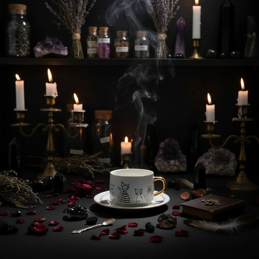 Nordic Style Black and White Cat Coffee Cup Set Sorceress Sanctuary