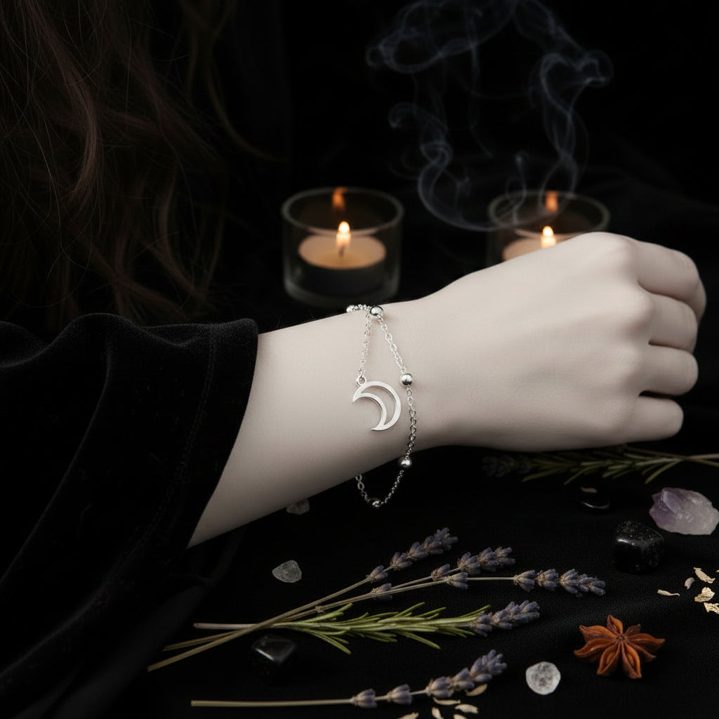 925 Sterling Silver Women's Fashion Moon Bracelet Sorceress Sanctuary