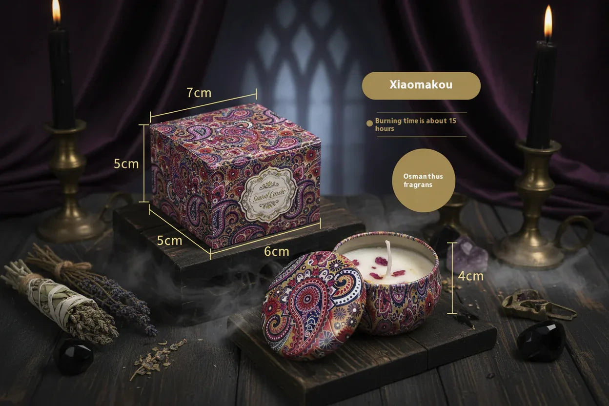 Floral Scented Candle - Sorceress Sanctuary Rose Fragrance / 6 CmX4cm Color Box Packaging-Japanese Persimmon / 6 CmX4cm Color Box Packaging-Jasmine Scent / 6 CmX4cm Color Box Packaging-Mango Fragrant Citrus / 6 CmX4cm Color Box Packaging-Peony Flower Fragrance / 6 CmX4cm Color Box Packaging