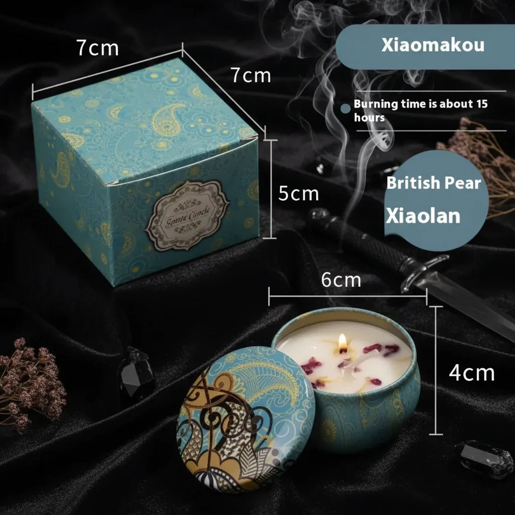 Floral Scented Candle - Sorceress Sanctuary Rose Fragrance / 6 CmX4cm Color Box Packaging-Japanese Persimmon / 6 CmX4cm Color Box Packaging-Jasmine Scent / 6 CmX4cm Color Box Packaging-Mango Fragrant Citrus / 6 CmX4cm Color Box Packaging-Peony Flower Fragrance / 6 CmX4cm Color Box Packaging