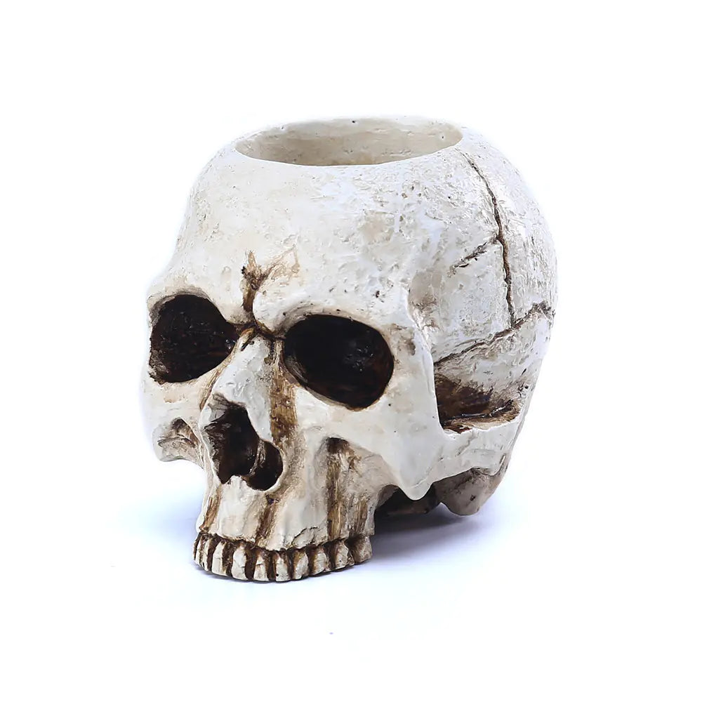 Antique Tears Skull Candle Holder