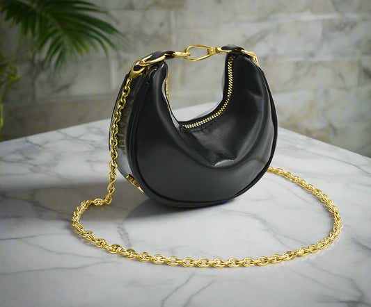 Crescent Gold Chain Bag