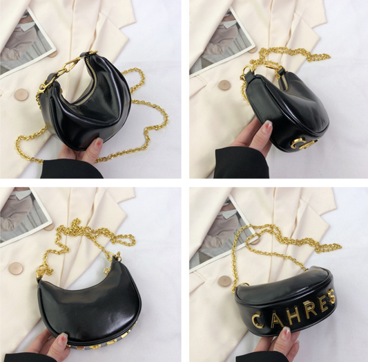 Crescent Gold Chain Bag