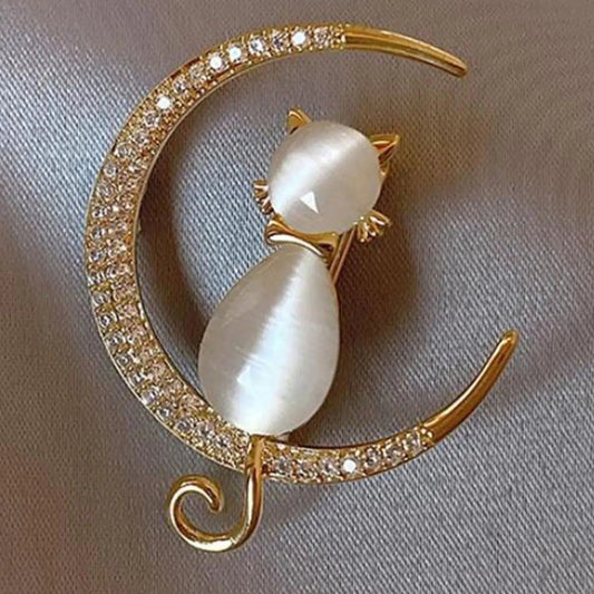 Moon Cat Brooch Sorceress Sanctuary