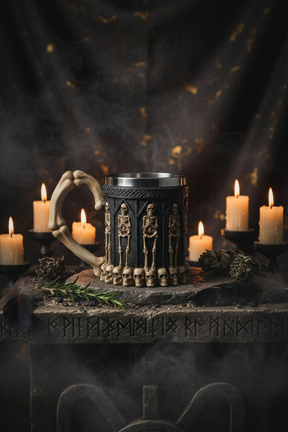 3D Skull Mug - Stainless Steel Knight Coffee Cup Sorceress Sanctuary