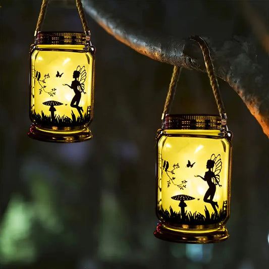 Set of 2 Solar Fairy Lanterns for Garden Decor Sorceress Sanctuary