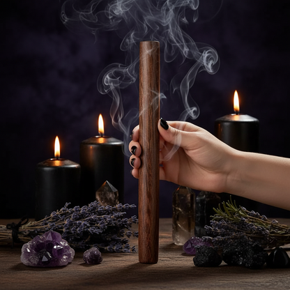 Two wooden sticks held by a hand with measurements displayed on a light gray background.
