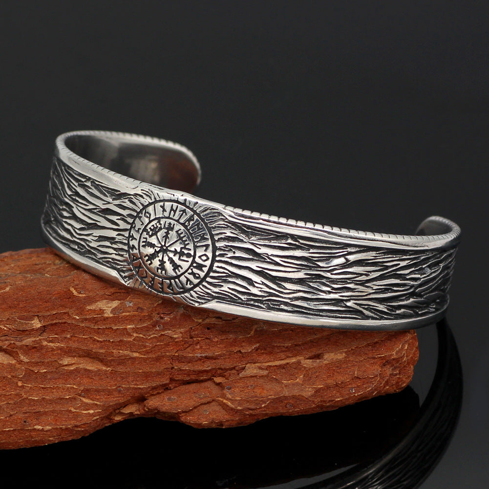 Viking Stainless Steel Vintage Rune Open Bracelet