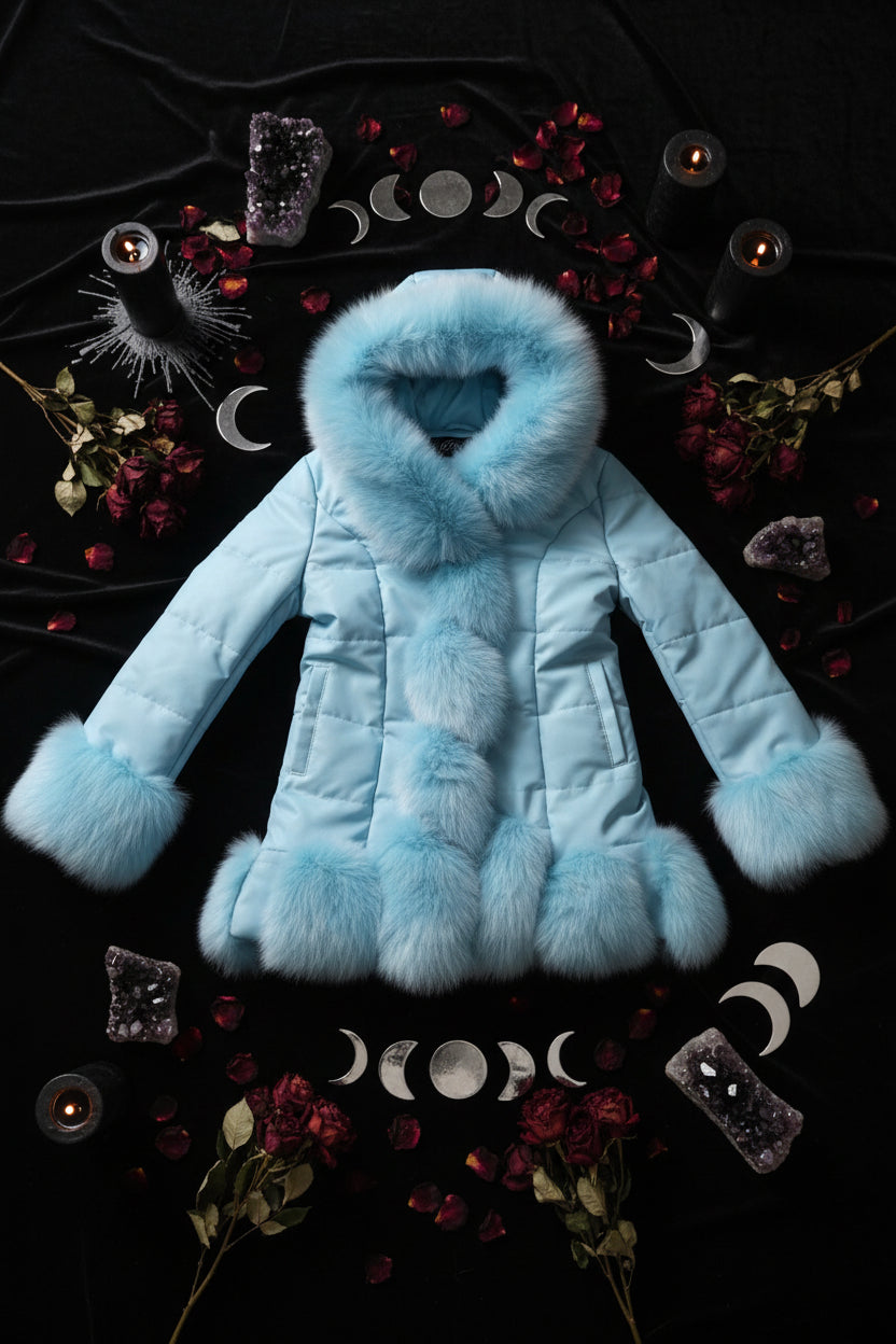 Slim Fit Mid-Length Faux Fur Coat with Fox Fur Collar Sorceress Sanctuary