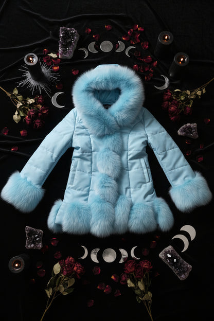 Slim Fit Mid-Length Faux Fur Coat with Fox Fur Collar Sorceress Sanctuary