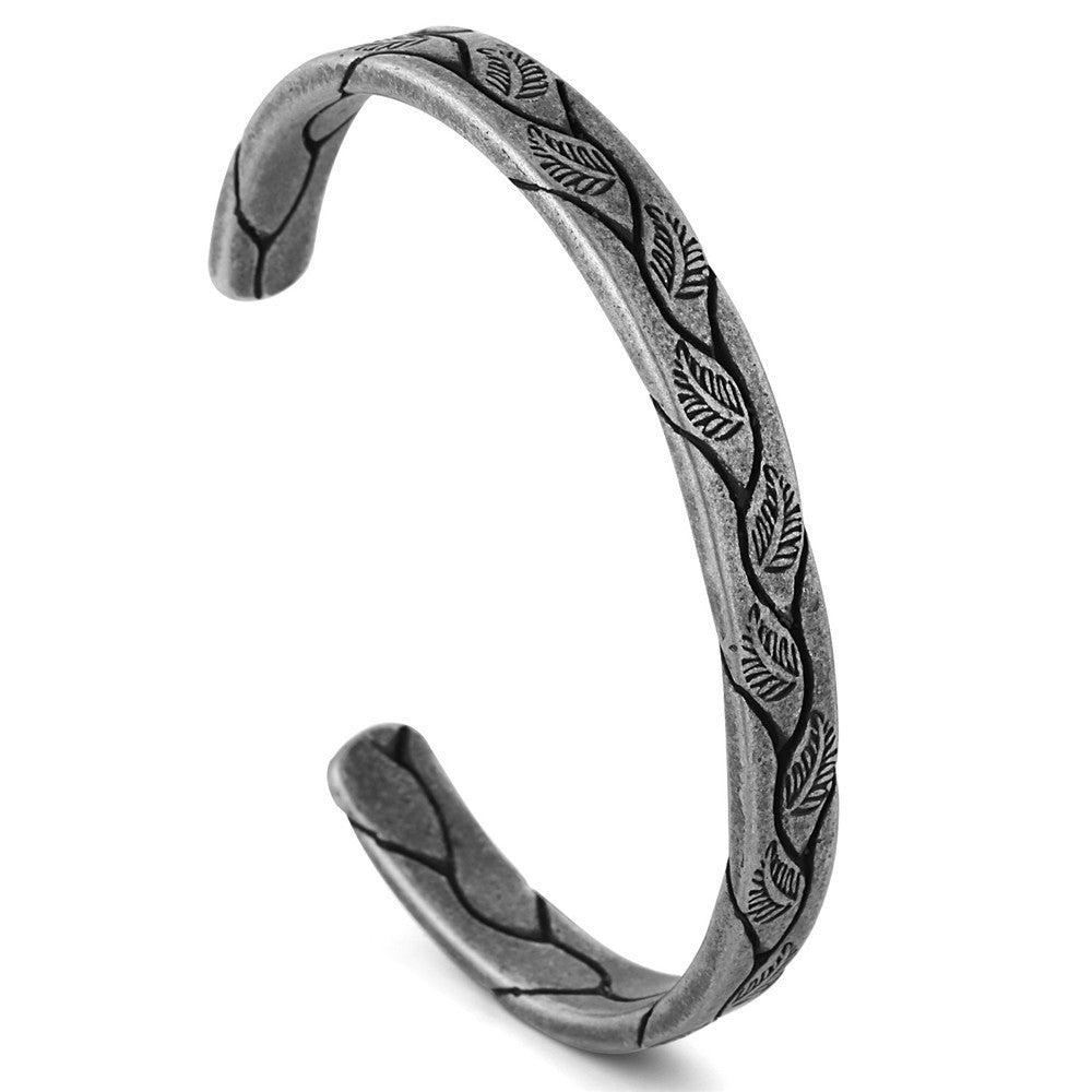 Vintage Viking Men's Bracelet with Creative Feather Leaf Design