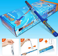 Children's magic wand toy set with rod and reel, packaging, and assembly instructions.