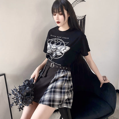 Gothic Couple T-Shirts with Demon Letter Print