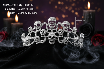 Diagram of a tiara with measurements and details on a white background