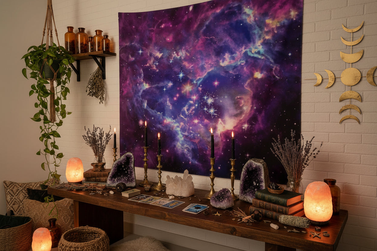 Magenta Galaxy Tapestry