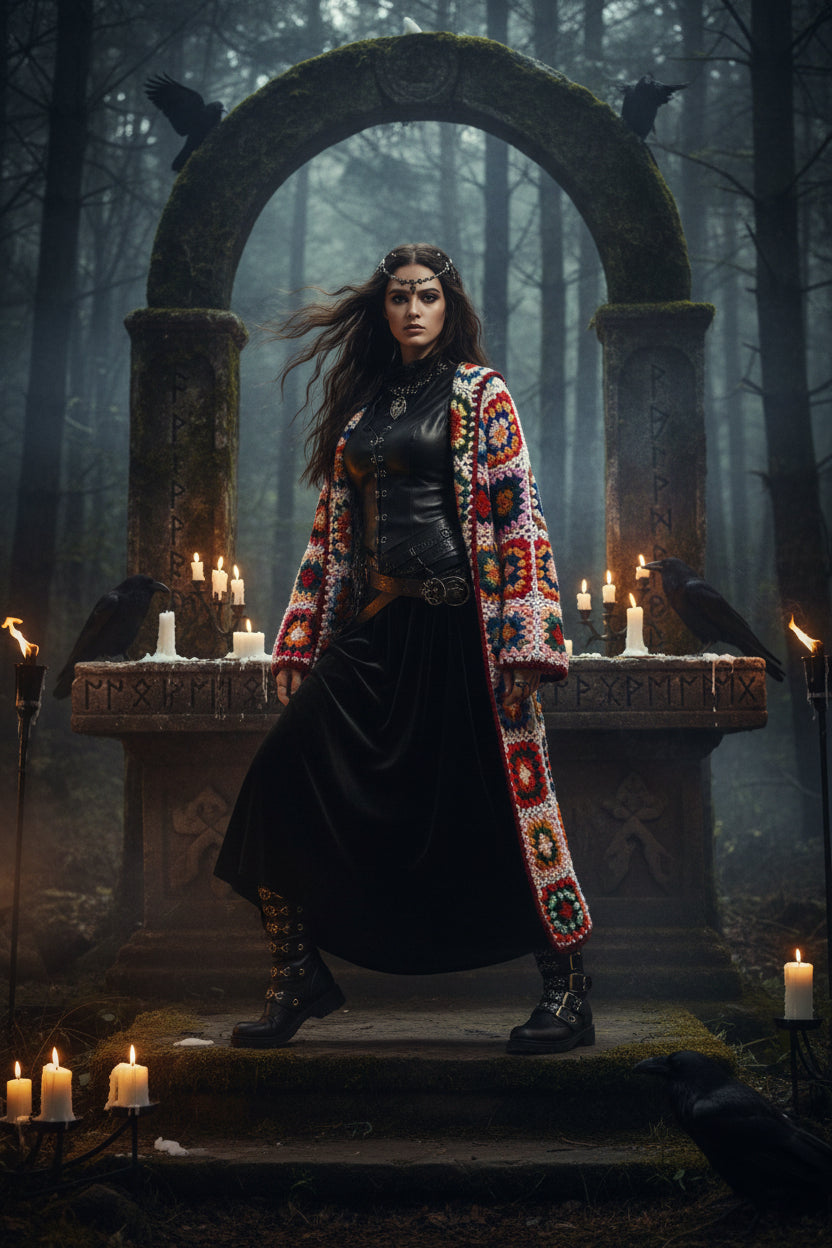 Handmade Crochet Hooded Sweater Coat for Women Sorceress Sanctuary