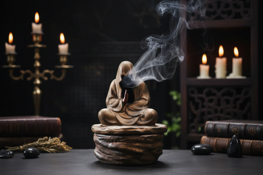 Monk Incense Holder - Sorceress Sanctuary Wu Xiang Pan Incense Burner (with Incense Holder)-Wu Xiang Pan Incense Burner (with Incense Holder) + Zen Joy Sandalwood-Wu Xiang Pan Incense Burner (with Incense Holder) + Bodhi Agarwood-Wu Xiang Pan Incense Burner (with Incense Holder) + Aged Mugwort-Wu Xiang Pan Incense Burner (with Incense Holder) + Royal Thuja