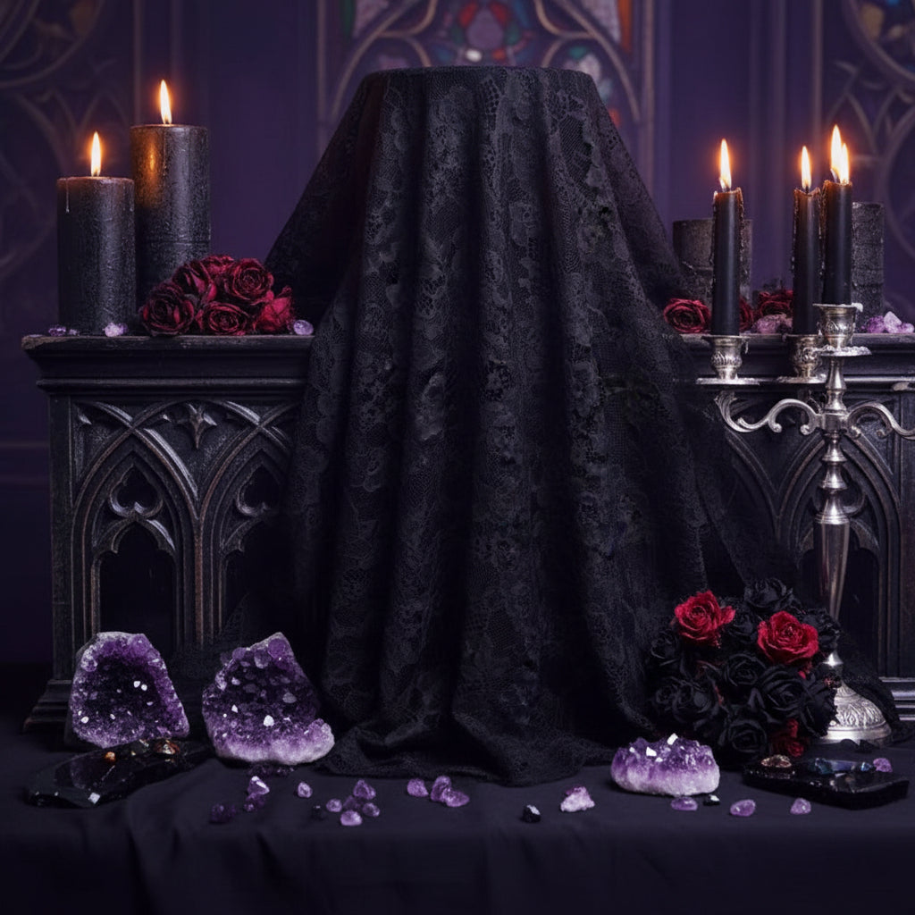 Black Lace Veil for Muslim Brides - Short Single Layer Sorceress Sanctuary