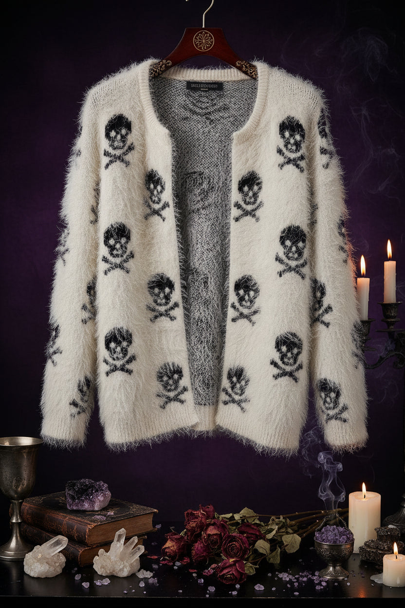2019 Autumn Women's Sweater with Skull Design Cardigan Sorceress Sanctuary