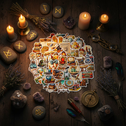 50 PCS Retro Medieval Stickers for Notebooks Sorceress Sanctuary