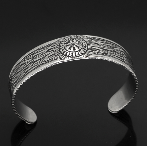 Viking Stainless Steel Vintage Rune Open Bracelet