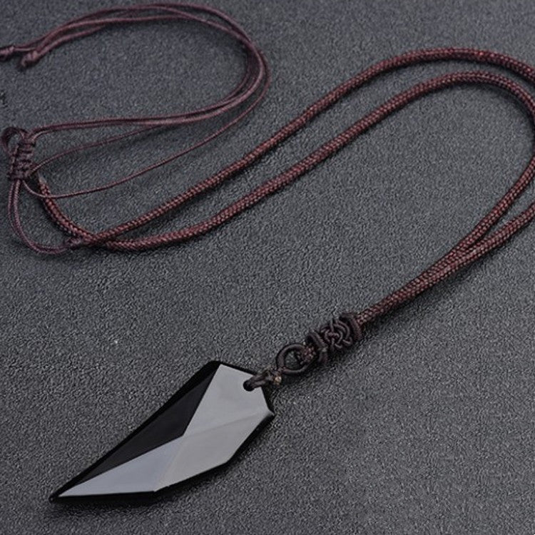 Obsidian Wolf Tooth Pendant