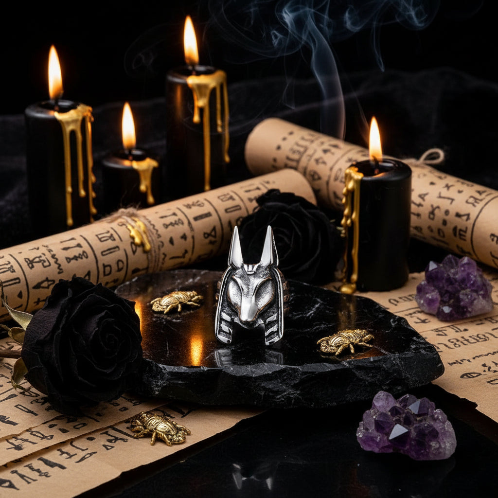 Jackal Head Amulet Ring in Old Egypt Style Sorceress Sanctuary