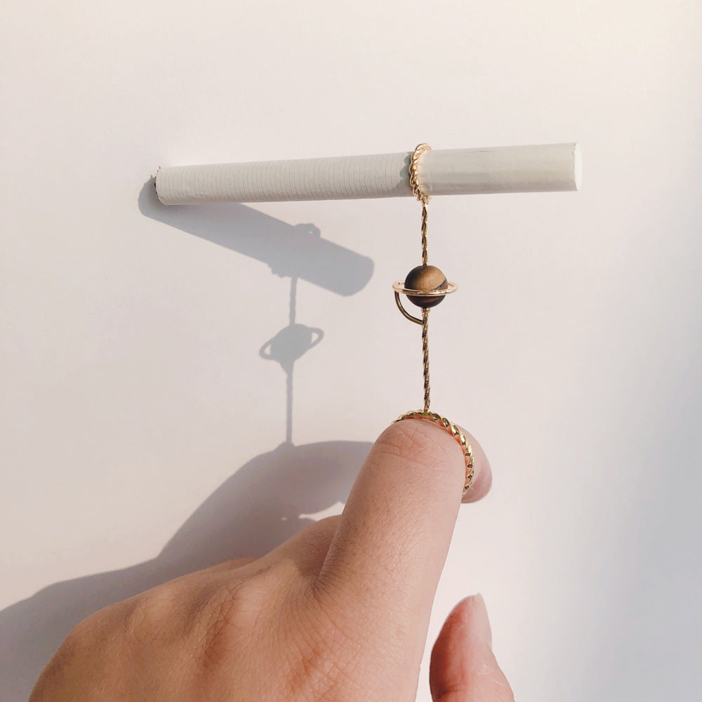 Unisex Smoking Ring with Cosmic Design and Natural Stone