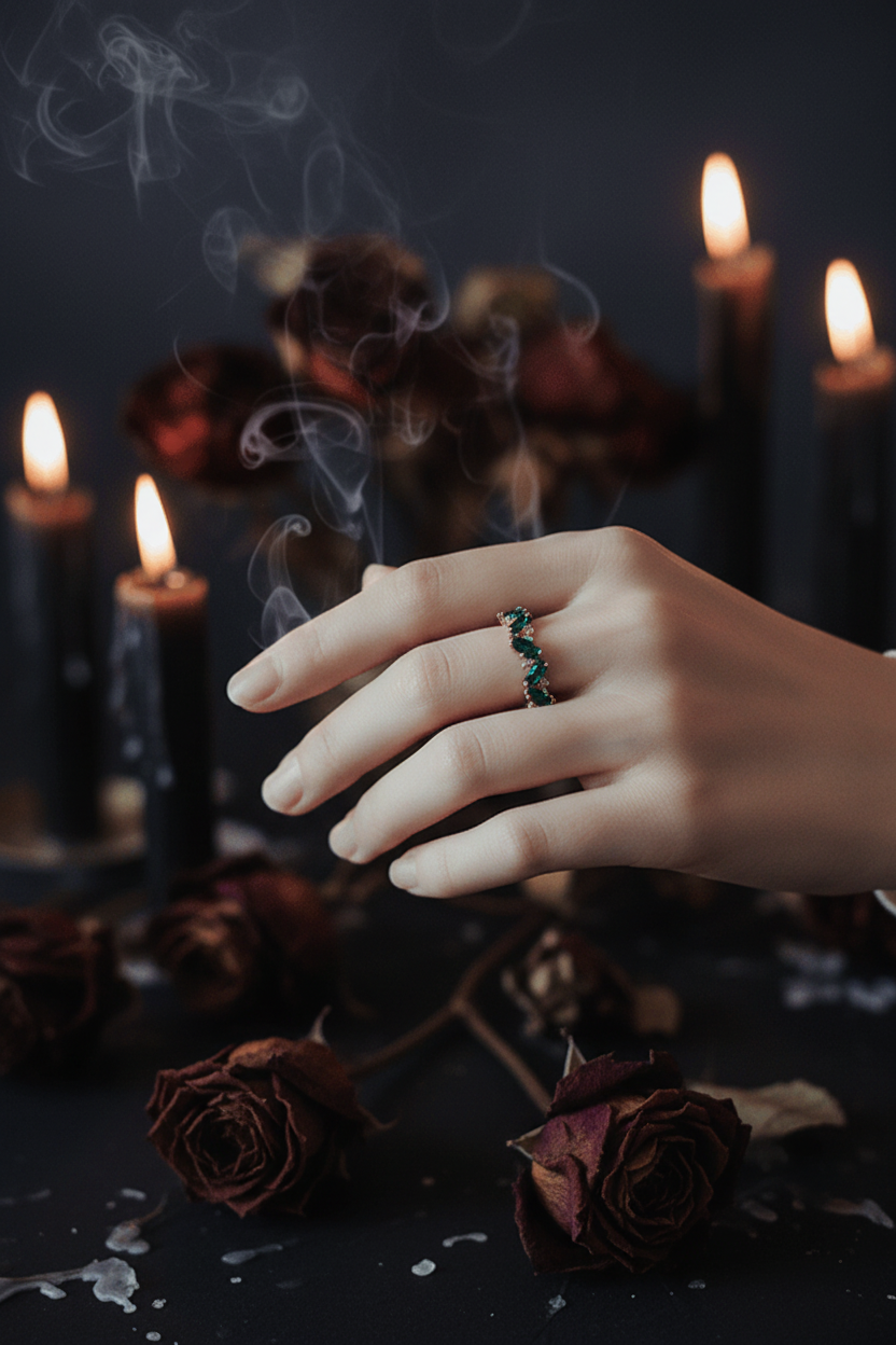 Jade Ring with 18K Gold-Plated Stones (One Piece) Sorceress Sanctuary
