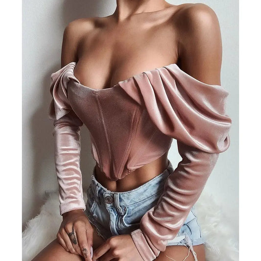 Off Shoulder Velvet Top