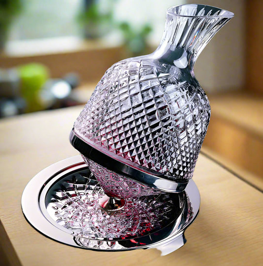 Crystal-cut Rotating Decanter Set