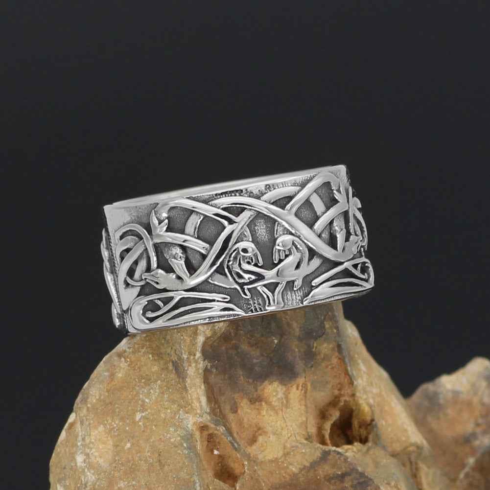 Nordic Wolf Celtic Ring