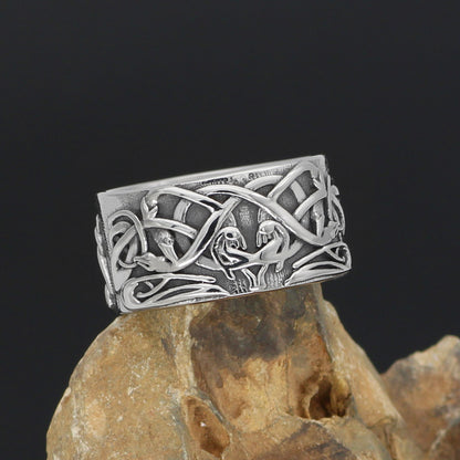 Nordic Wolf Celtic Ring