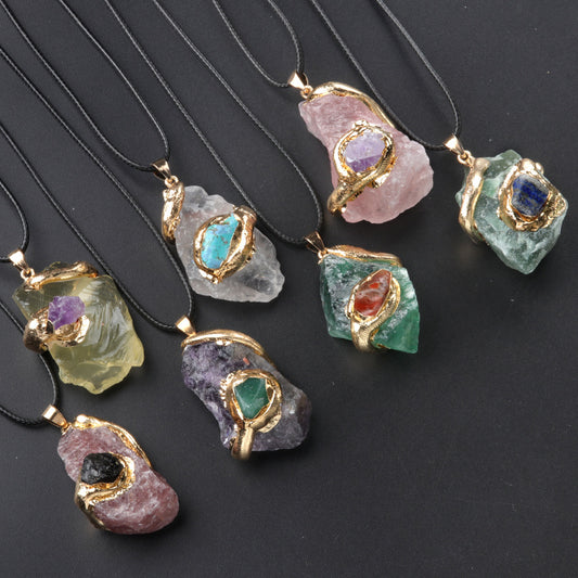 Gilded Crystal Stone Necklace
