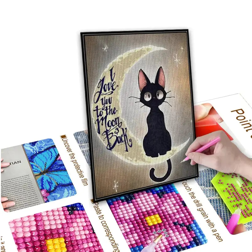 5D Crystal Moon Cat | DIY Gemstone Kit