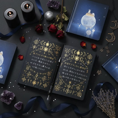 Moonlit Night A5 Diary Notebook with Glow-in-the-Dark Sorceress Sanctuary