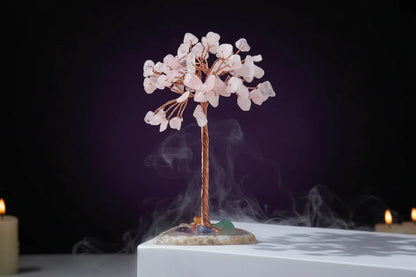 Mystic Crystal Tree - Sorceress Sanctuary Colorful Gem Gravel Tree Agate Sheet Base-Fluorite gravel tree agate sheet base-Amethyst gravel tree agate sheet base-Pink Crystal Weeping Willow Gravel Tree Agate Sheet Base-Aquamarine + Amethyst + Lapis Lazuli Weeping Willow Gravel Tree Agate Piece Base