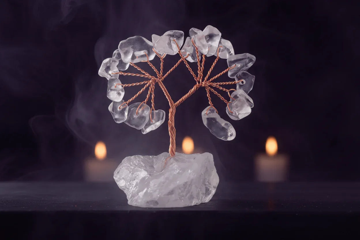 Mystic Crystal Tree - Sorceress Sanctuary Colorful Gem Gravel Tree Agate Sheet Base-Fluorite gravel tree agate sheet base-Amethyst gravel tree agate sheet base-Pink Crystal Weeping Willow Gravel Tree Agate Sheet Base-Aquamarine + Amethyst + Lapis Lazuli Weeping Willow Gravel Tree Agate Piece Base