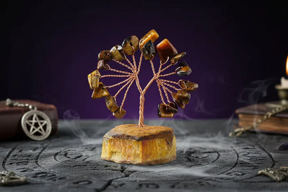 Mystic Crystal Tree - Sorceress Sanctuary Colorful Gem Gravel Tree Agate Sheet Base-Fluorite gravel tree agate sheet base-Amethyst gravel tree agate sheet base-Pink Crystal Weeping Willow Gravel Tree Agate Sheet Base-Aquamarine + Amethyst + Lapis Lazuli Weeping Willow Gravel Tree Agate Piece Base