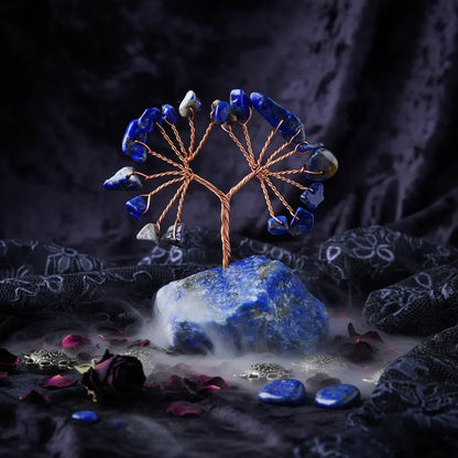 Mystic Crystal Tree - Sorceress Sanctuary Colorful Gem Gravel Tree Agate Sheet Base-Fluorite gravel tree agate sheet base-Amethyst gravel tree agate sheet base-Pink Crystal Weeping Willow Gravel Tree Agate Sheet Base-Aquamarine + Amethyst + Lapis Lazuli Weeping Willow Gravel Tree Agate Piece Base