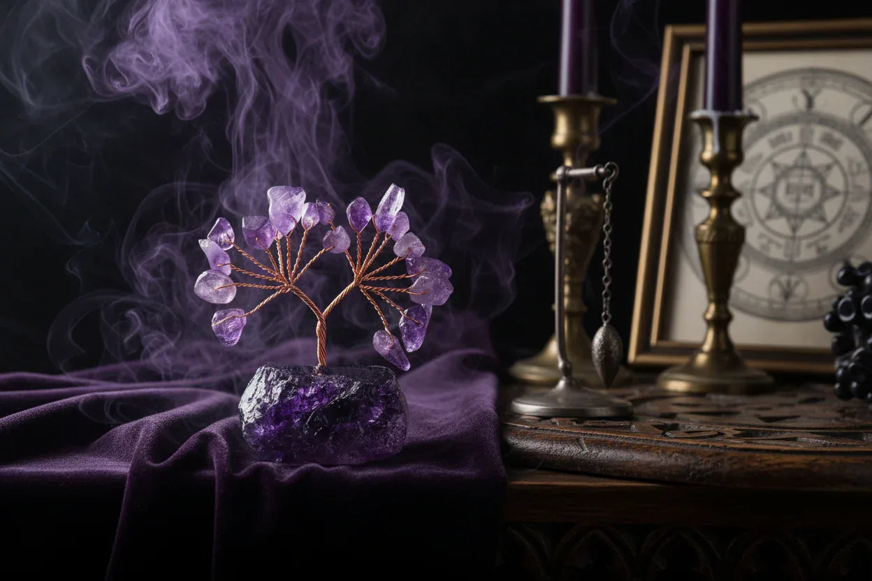 Mystic Crystal Tree - Sorceress Sanctuary Colorful Gem Gravel Tree Agate Sheet Base-Fluorite gravel tree agate sheet base-Amethyst gravel tree agate sheet base-Pink Crystal Weeping Willow Gravel Tree Agate Sheet Base-Aquamarine + Amethyst + Lapis Lazuli Weeping Willow Gravel Tree Agate Piece Base