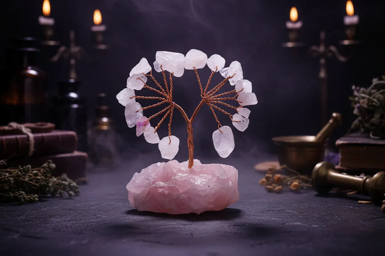 Mystic Crystal Tree - Sorceress Sanctuary Colorful Gem Gravel Tree Agate Sheet Base-Fluorite gravel tree agate sheet base-Amethyst gravel tree agate sheet base-Pink Crystal Weeping Willow Gravel Tree Agate Sheet Base-Aquamarine + Amethyst + Lapis Lazuli Weeping Willow Gravel Tree Agate Piece Base