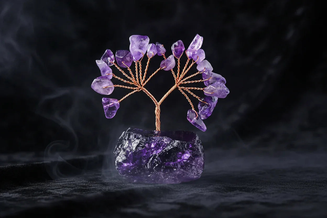 Mystic Crystal Tree - Sorceress Sanctuary Colorful Gem Gravel Tree Agate Sheet Base-Fluorite gravel tree agate sheet base-Amethyst gravel tree agate sheet base-Pink Crystal Weeping Willow Gravel Tree Agate Sheet Base-Aquamarine + Amethyst + Lapis Lazuli Weeping Willow Gravel Tree Agate Piece Base