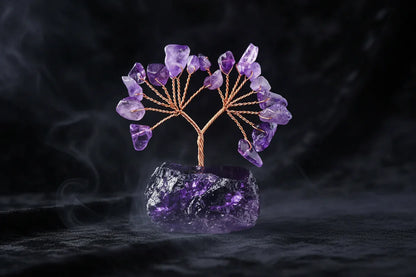 Mystic Crystal Tree - Sorceress Sanctuary Colorful Gem Gravel Tree Agate Sheet Base-Fluorite gravel tree agate sheet base-Amethyst gravel tree agate sheet base-Pink Crystal Weeping Willow Gravel Tree Agate Sheet Base-Aquamarine + Amethyst + Lapis Lazuli Weeping Willow Gravel Tree Agate Piece Base