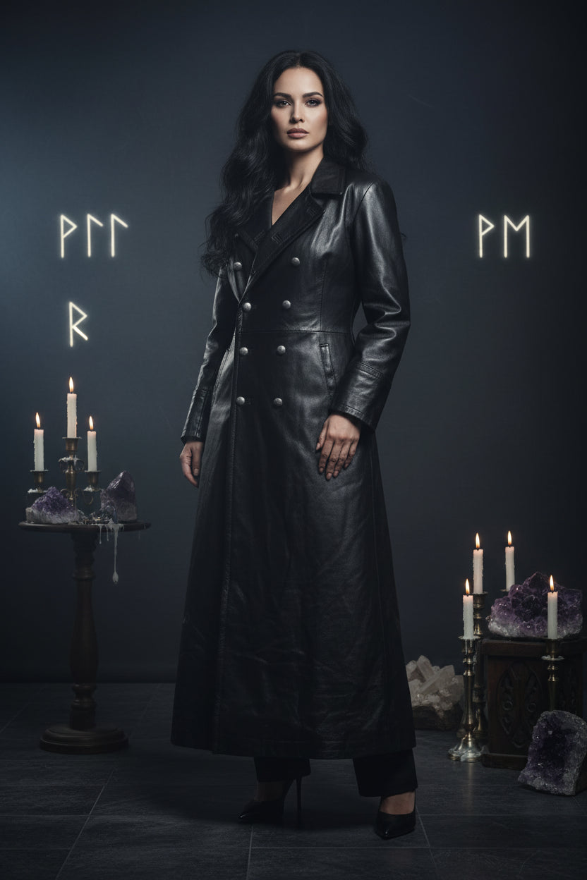 Retro Leather Trench Coat